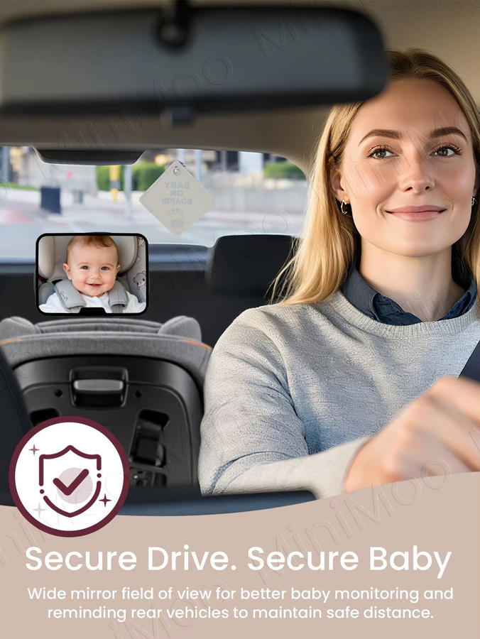 momo&dudu Baby-Autospiegel in Schwarz mit 360° Panoramablick und bruchsicherer Funktion - Bild 5