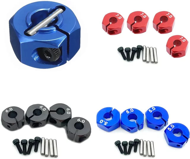 SCLMRC Felge Sechs kant antriebs adapter, 4-teiliges Set, Metall, Blau - Bild 1