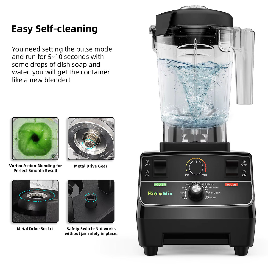 BioloMix Professioneller Smart-Mixer mit 2200W Leistung, Schwarz, 2L Behälter - Bild 4