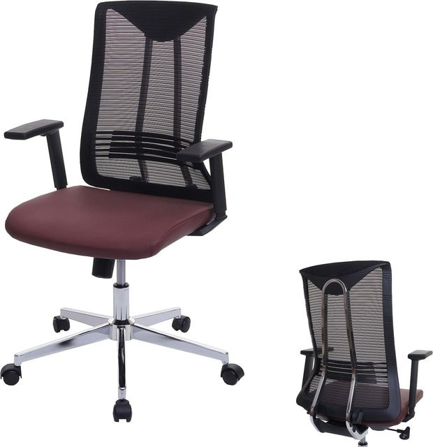 Ergonomischer Bürostuhl MCW J53 in Rot mit Kunstleder, Kopfstütze und Höhenverstellung, B/T/H: 65 x 66 x 120 cm - Bild 1