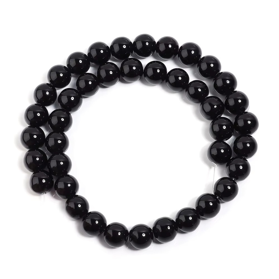 lingsai Glasperlen, schwarz, rund, glatt, Unisex - Bild 4