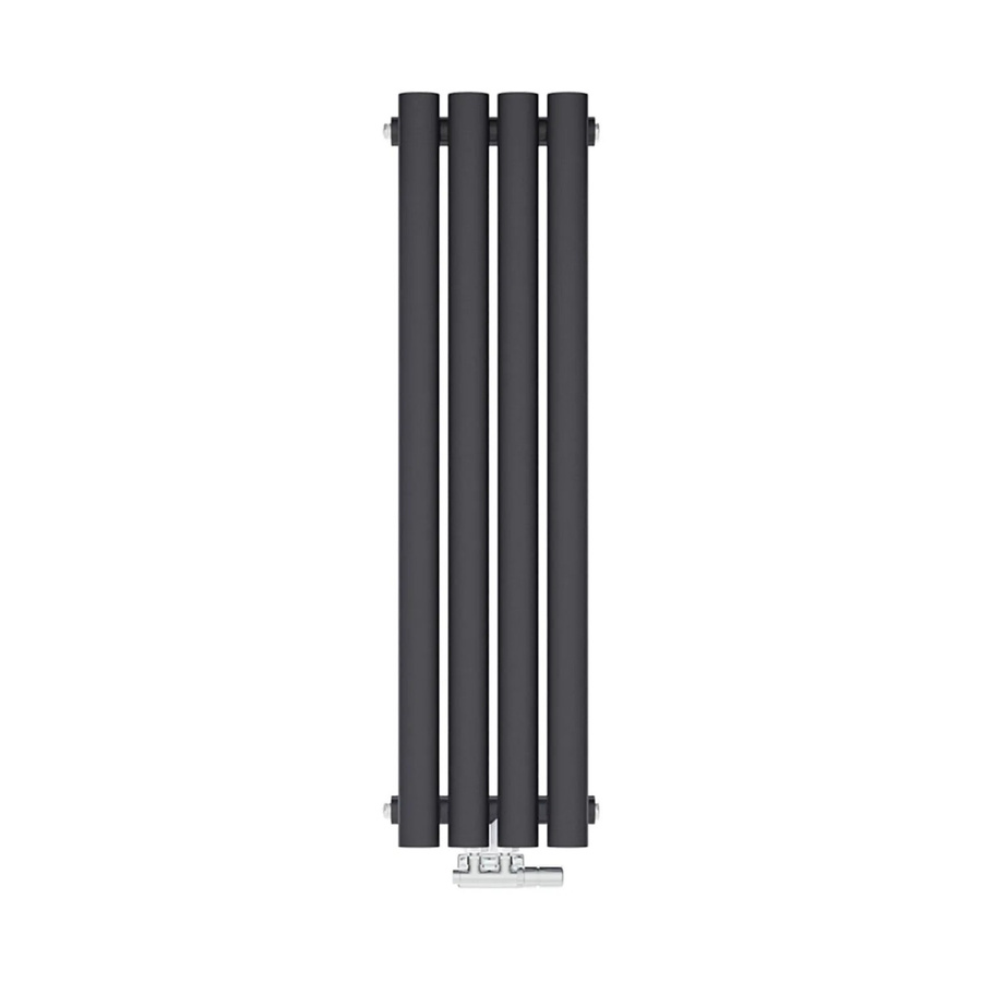 Emke Röhrenheizkörper Oval Anthrazit, einlagiger Paneelheizkörper für Warmwasserbetrieb, 266W, B: 90 cm, H: 24 cm - Bild 2