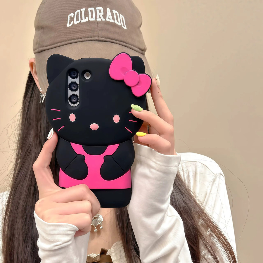 Kawaii Hello Kitty Silikonhülle für Samsung Galaxy S25 S24 S23 S22 Ultra Plus S21 S20 FE A55 A54 A36 A16 A15 in Weiß - Bild 3