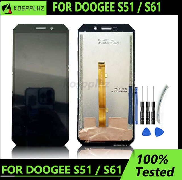 KOSPPLHZ LCD Bildschirm und Touch Panel Ersatz für Doogee S51 und Doogee S61 Pro in Schwarz - Bild 1