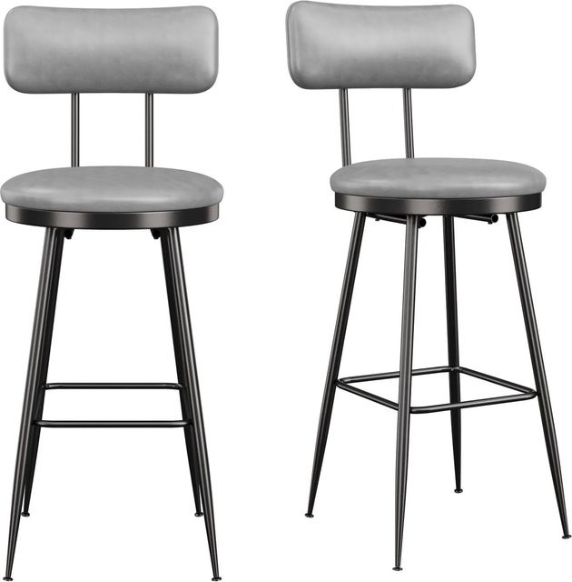 PXloue Barhocker 4er Set aus Kunstleder und Stahl in Grau mit Fußstütze für Küche und Wohnzimmer - Bild 1