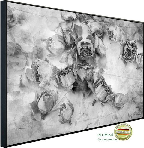 papermoon EcoHeat Infrarotheizung Rosen Schwarz Weiss mit Matt-Effekt und App-Steuerung - Bild 1