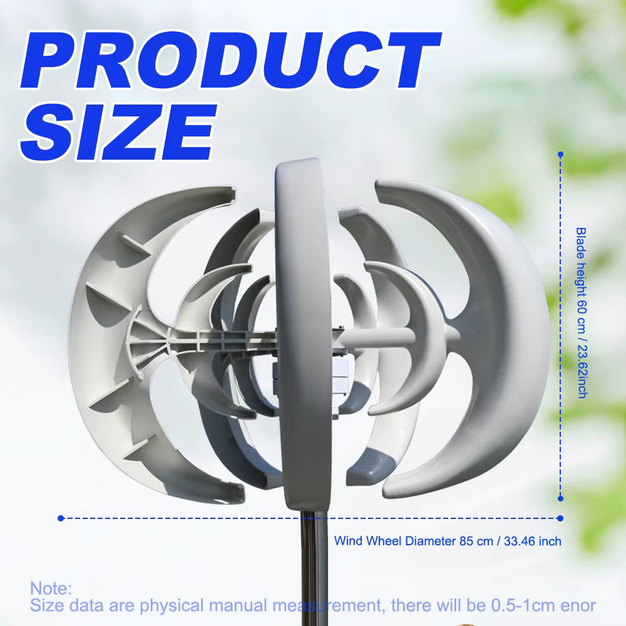 SMARAAD Vertikale Windturbine 5000W mit Laderegler in Weiß, 12V/24V/48V und 220V, geräuscharm für den Haushalt - Bild 5