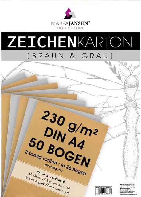 MarpaJansen Zeichenkarton-Sortierung Vintage & Grey Line in A4, Multicolor - Bild 1