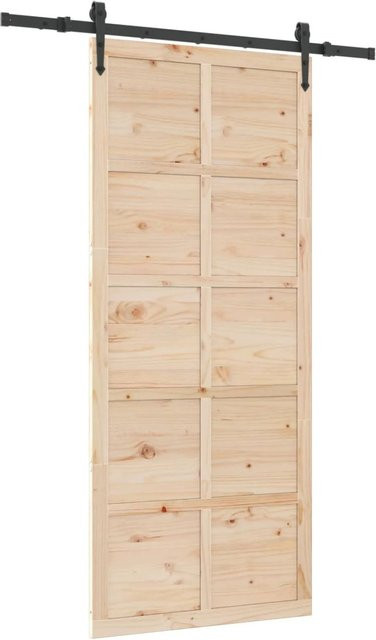 vidaXL Schiebetür aus massivem Kiefernholz in Braun, B: 80 cm, H: 208 cm - Bild 1