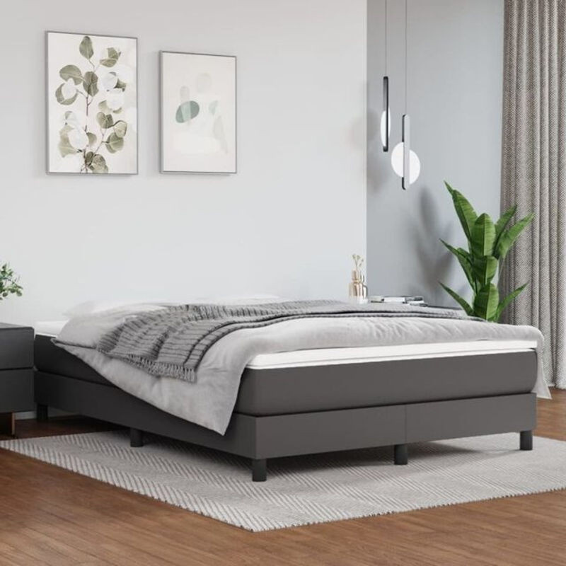 Taschenfederkernmatratze vidaxl in Grau und Weiß mit Kunstleder, B/T/H: 140 x 190 x 20 cm - Bild 1