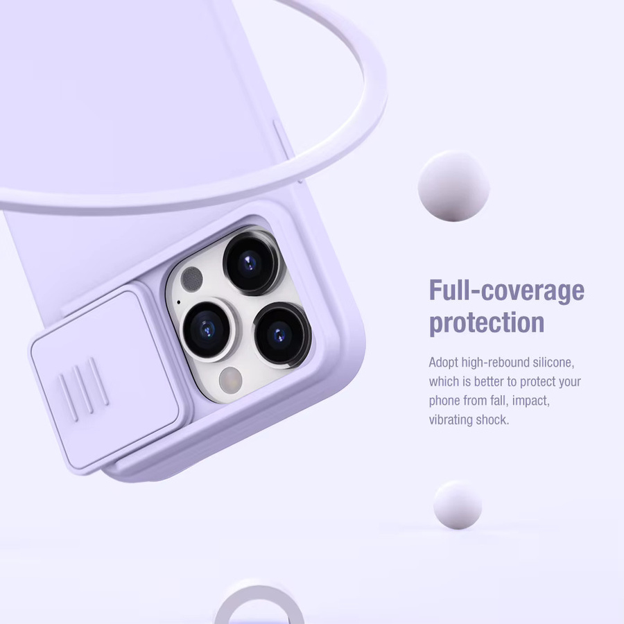 Nillkin Silikon Soft Slide Hülle für iPhone 15, 15 Plus, 15 Pro und 15 Pro Max mit Kameraschutz in Purple - Bild 3