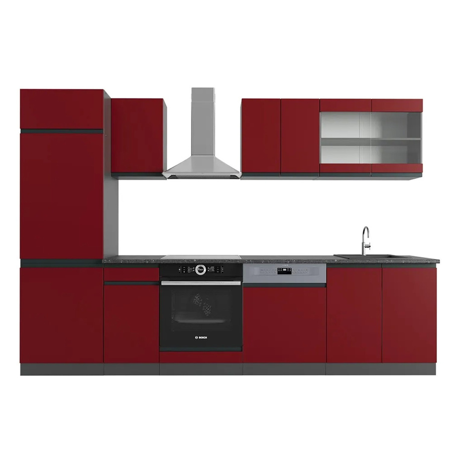 Vicco R-Line Küchenzeile modern in Rot und Anthrazit, Breite: 300 cm - Bild 2