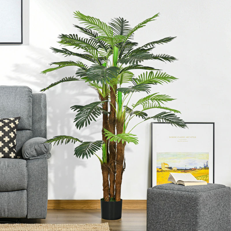HOMCOM Künstliche Palme in Grün, 160 cm hohe Kunstpflanze mit Betontopf für Indoor und Outdoor - Bild 2