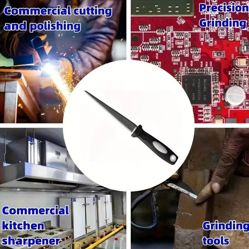 Universeller Diamantschärfer aus Metall mit doppelseitigem Flach- und Kurvendesign für Scheren und Gartengeräte - Bild 3
