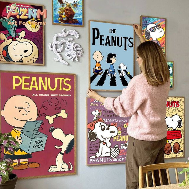 Kayou Snoopy Vintage Wandaufkleber Selbstklebendes Poster in Weiß und Multicolour - Bild 1