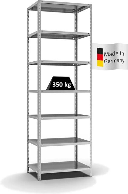 PROREGAL Heavy-Duty Fachbodenregal mit Schraubsystem, verzinkt, Farbe Silber, H x B x T: 300 x 100 x 60 cm, 7 Ebenen, beidseitig nutzbar - Bild 1