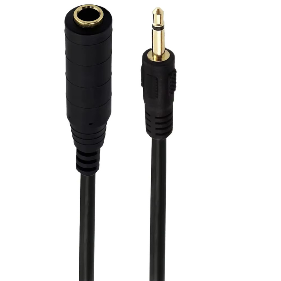 BSN Audio Verlängerungskabel von 3,5 mm Klinke auf 6,35 mm Klinke, Schwarz - Bild 3