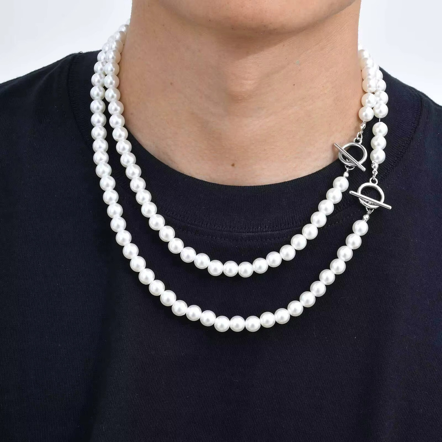 VNOX Perlenkette, weiß, Perle, Unisex, 8 mm - Bild 2