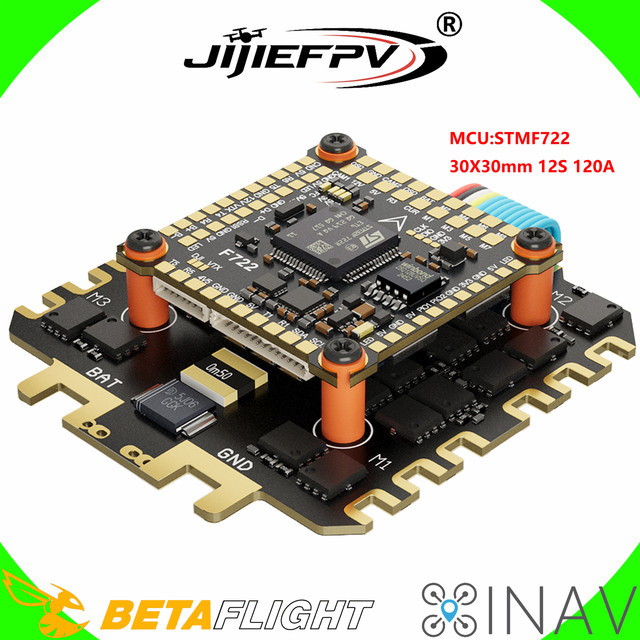 JIJIEFPV F722 12S 120A FPV Stack Flugcontroller für 13 15 18 Zoll Drohnenrahmen, Schwarz - Bild 1
