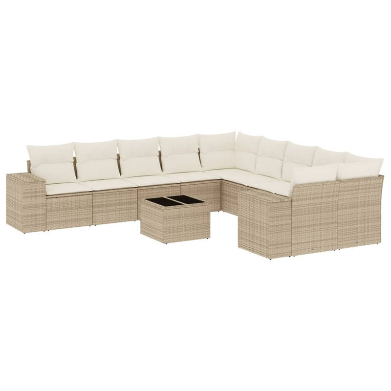 Vidaxl 11-teiliges Gartenmöbel-Set aus Polyrattan mit Kissen in Beige - Bild 2