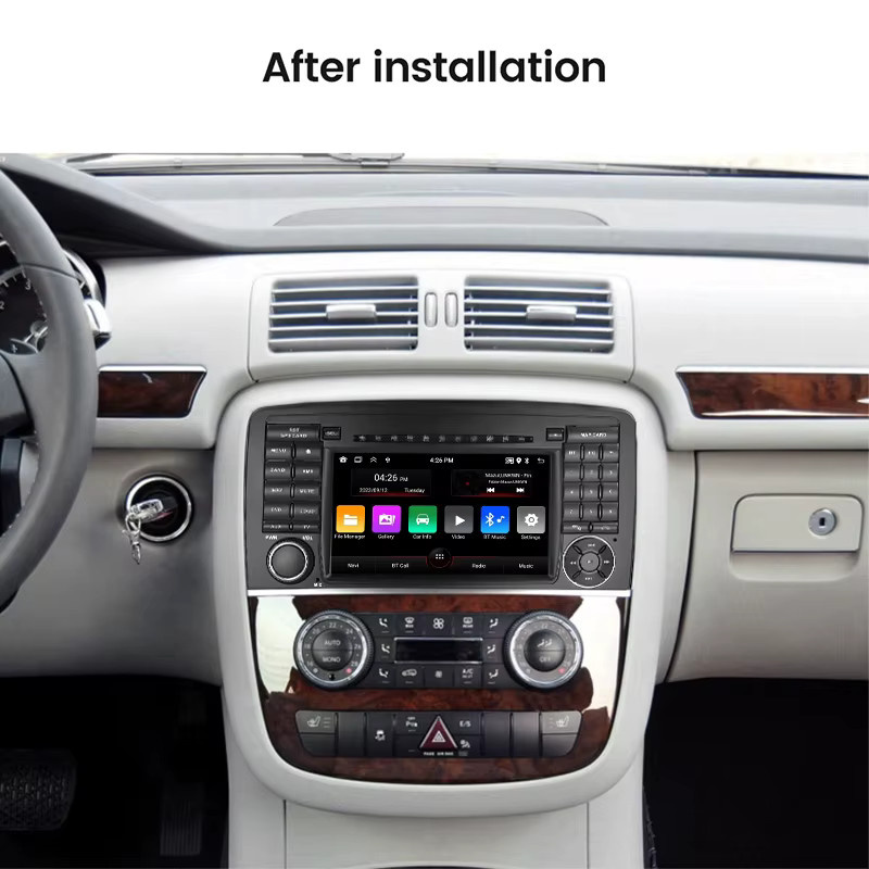 TomoStrong Carplay und Android Auto Autoradio mit GPS für Mercedes Benz R-Klasse W251 in Schwarz - Bild 2