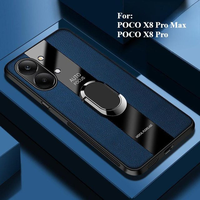 Xiaomi Poco X8 Pro und Poco X8 Pro Max Hülle mit Supercar Design, Lederstruktur und Magnetring in Blau - Bild 1