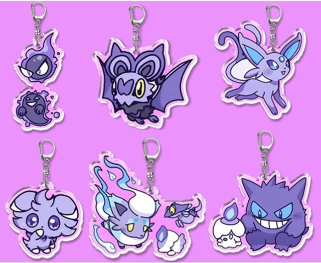 Bandai Espeon Gengar Chandelure Noibat Hisuian Zorua Espurr Original Acryl Handgefertigter Niedlicher Cartoon Anime Schlüsselanhänger Anhänger Spielzeug - Bild 1