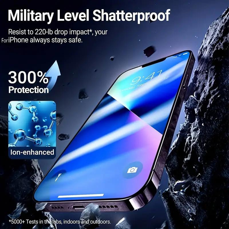 3er Pack BigDiscounts Displayschutzfolie aus gehärtetem Glas für iPhone 15 Pro Max und weitere Modelle, Schwarz - Bild 9