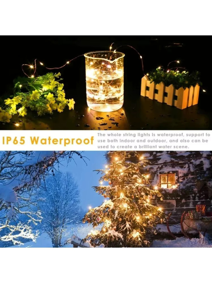 OKAL RED EAST LED-Lichterkette aus Kupferdraht mit Fernbedienung und USB-Anschluss, Mehrfarbig und Warmweiß zur Weihnachtsdekoration - Bild 6
