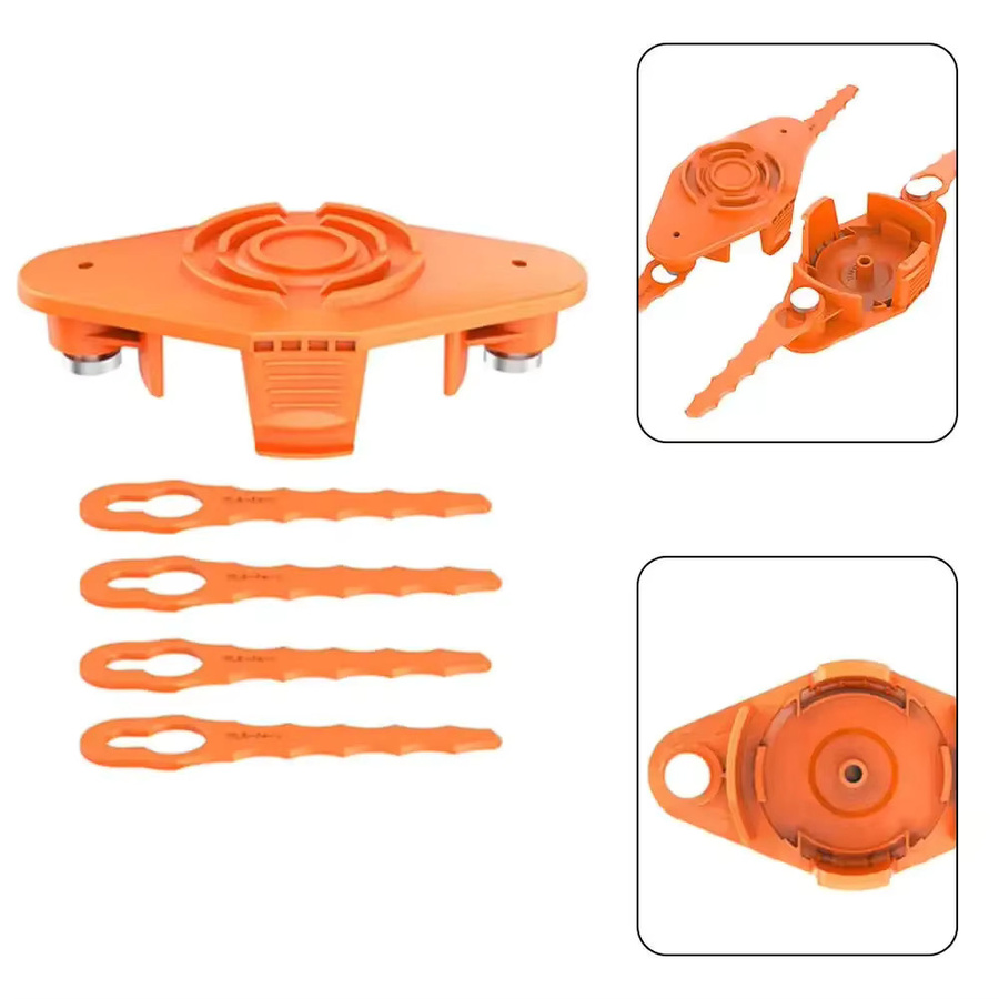 WORX Ersatzklingensatz aus Kunststoff für Rasenmäherköpfe der Serie WG150-WG180, Farbe Orange, B: 111,5 mm, H: 58,3 mm, T: 31,8 mm - Bild 2