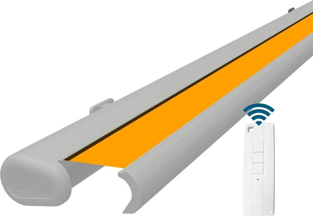 Eclipse Elektrische Kassettenmarkise mit Gelenkarm in Weiß und Gelb, B: 250 cm, H: 200 cm - Bild 1
