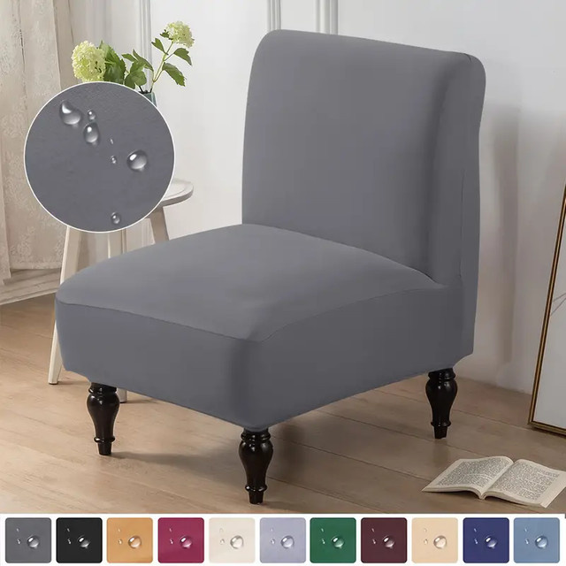 WANERQU Stretch Spandex Schonbezug für armlose Sessel und Einzelsofas in einfarbigem Design - Bild 1