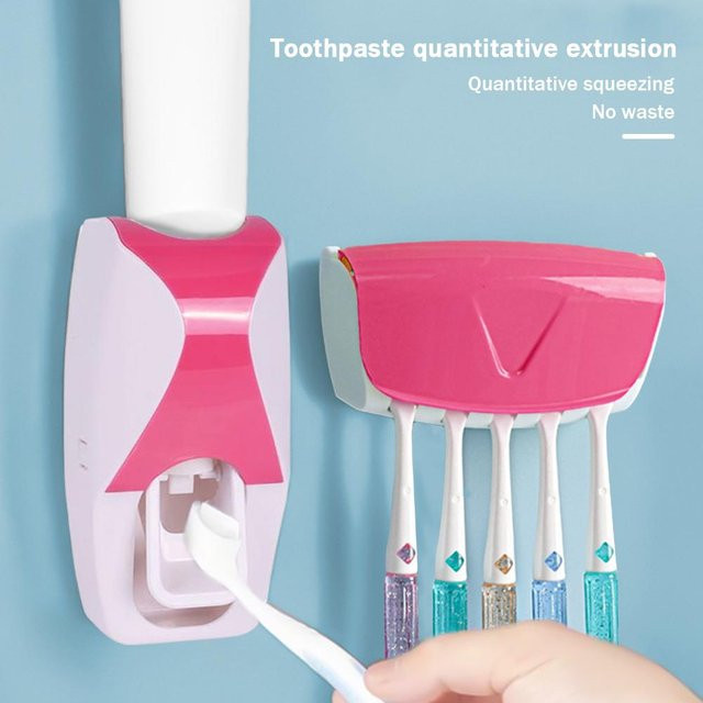 Yiran Furniture Zahnpastapresse mit automatischer Sensorik und Wandhalterung in Pink - Bild 1
