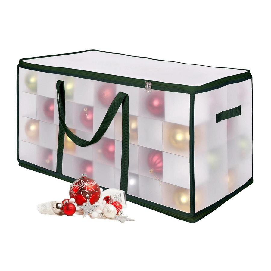 Relaxdays Weihnachtskugel Aufbewahrungsbox aus Kunststoff in Grün und Transparent, verstellbar, B/T/H: 37 x 73 x 36 cm - Bild 2