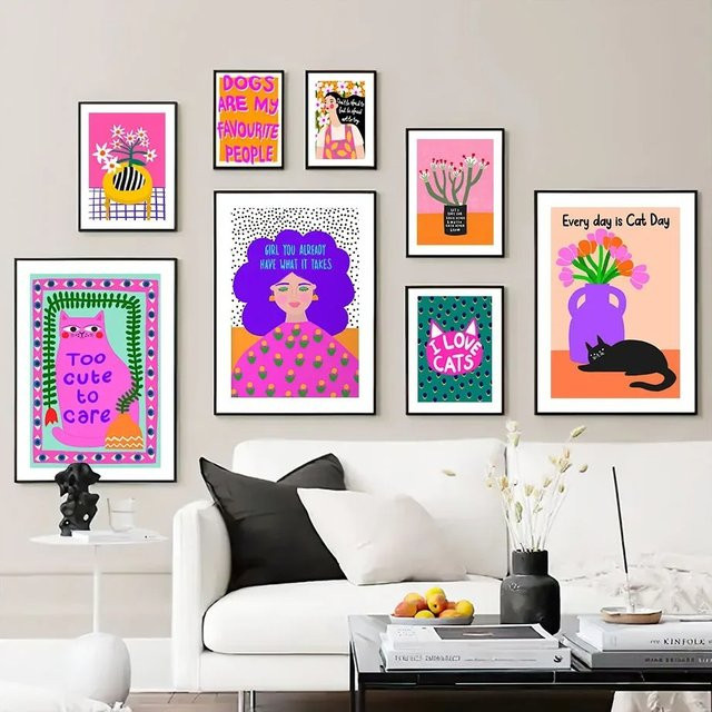 Potdemiel Pop-Art Leinwandgemälde mit Typografie und abstraktem Design in Multicolor für dein Wohnzimmer oder Kinderzimmer - Bild 1