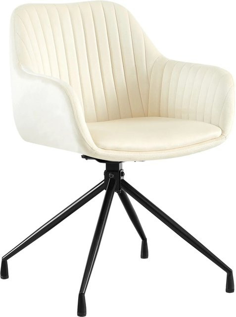 DELUKE Esszimmerstuhl MILON in Creme mit Samtbezug und Armlehnen, B/T/H: 58 x 58 x 81 cm - Bild 1