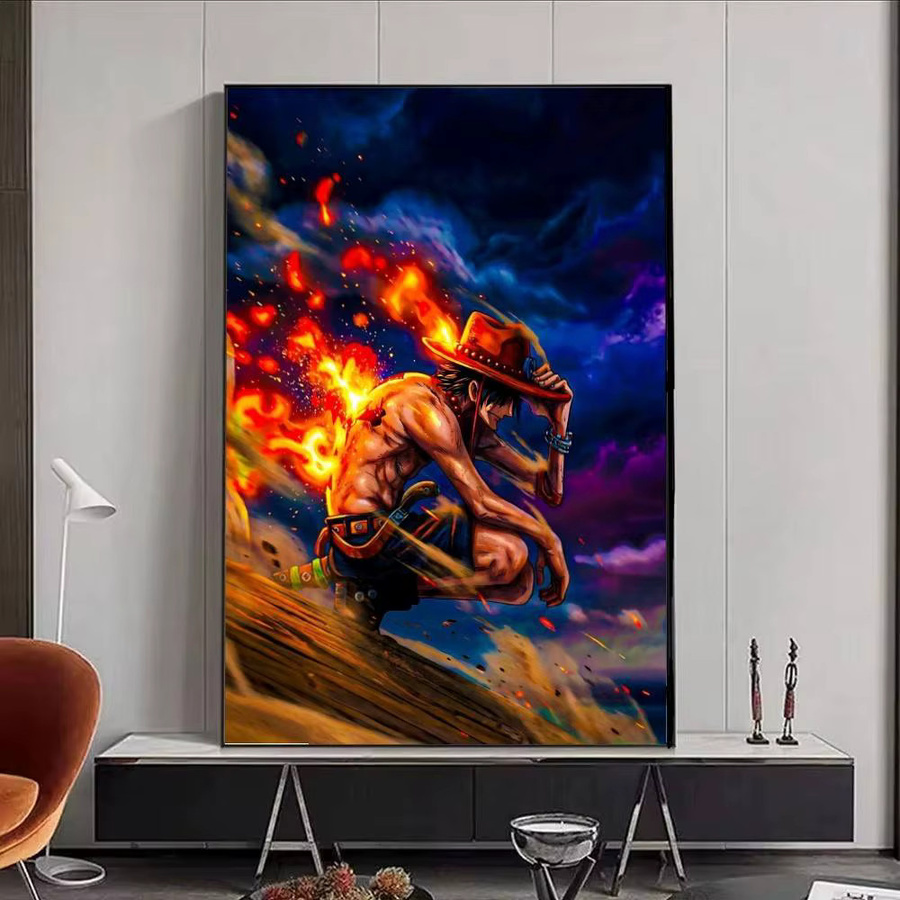 One Piece Portgas D. Ace Anime Poster Selbstklebender Papierdruck in Mehrfarbig - Bild 4