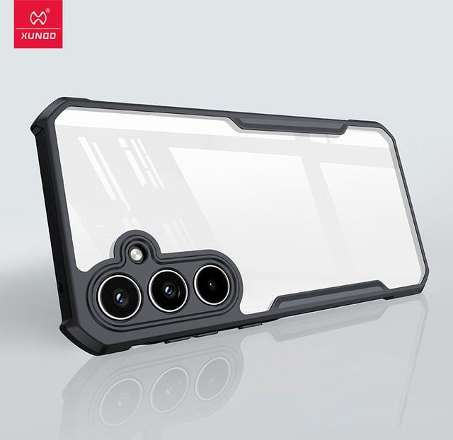 Xundd Stoßfeste Schutzhülle für Samsung Galaxy A35 A55 5G A56 A36 A57 A37 A27 5G mit Kameraschutz und Airbag-Funktion, Transparent/Schwarz - Bild 1