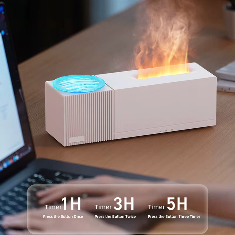 HAOYUNMA Elektrischer Flammen-Duftdiffusor mit 7 Flammenlampeneffekten in Bunt und Weiß, Modernes Tischgerät für die Innendekoration - Bild 4