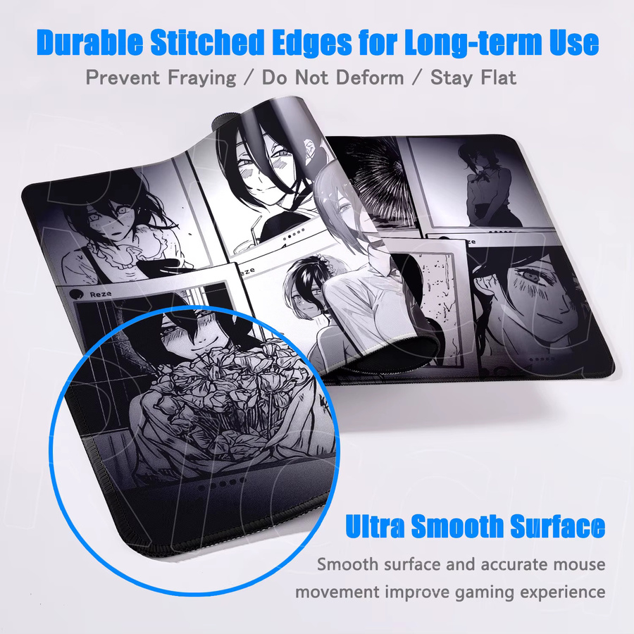 Riccu Mousepad XXL Kawaii Anime Girls Reze Design Rutschfeste Schreibtischunterlage für Laptop und Gamer, B/T: 90 x 40 cm, Multicolour - Bild 2