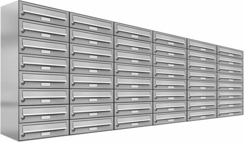 AL Briefkasten-System für 48 Parteien, Aufputzmontage, silberfarben, B/H/T: 229,8 x 92,0 x 27,5 cm - Bild 1