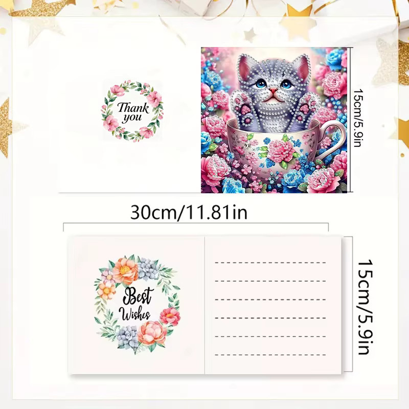 DIY Diamant-Malerei-Set, Tier- und Katzenmuster-Design, 6-teiliges Set - Bild 2