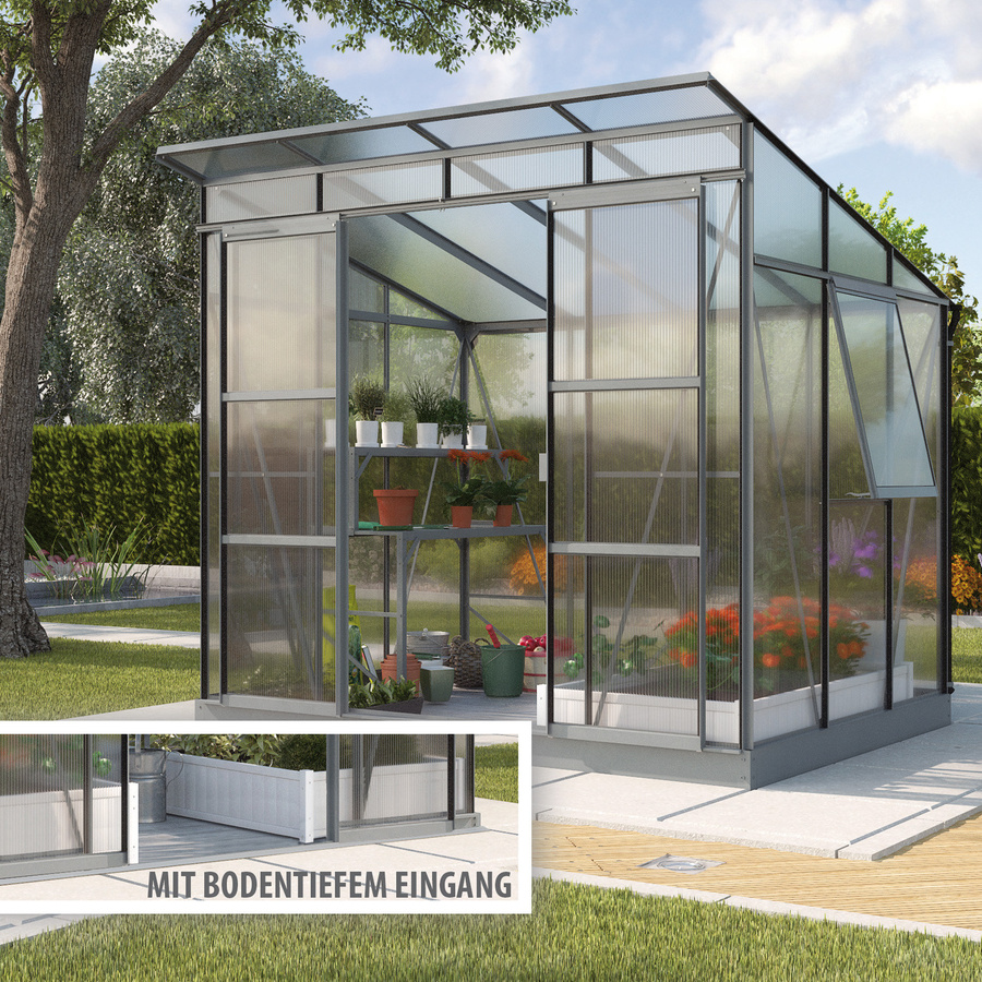 Vitavia Gewächshaus Playa 5900 in Schwarz mit 6 mm Polycarbonat-Platten und Pultdach - Bild 2