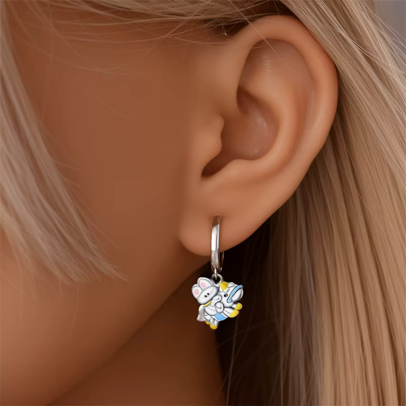 Creolen 925 Silber, Karussell-Anhänger, Damen - Bild 2