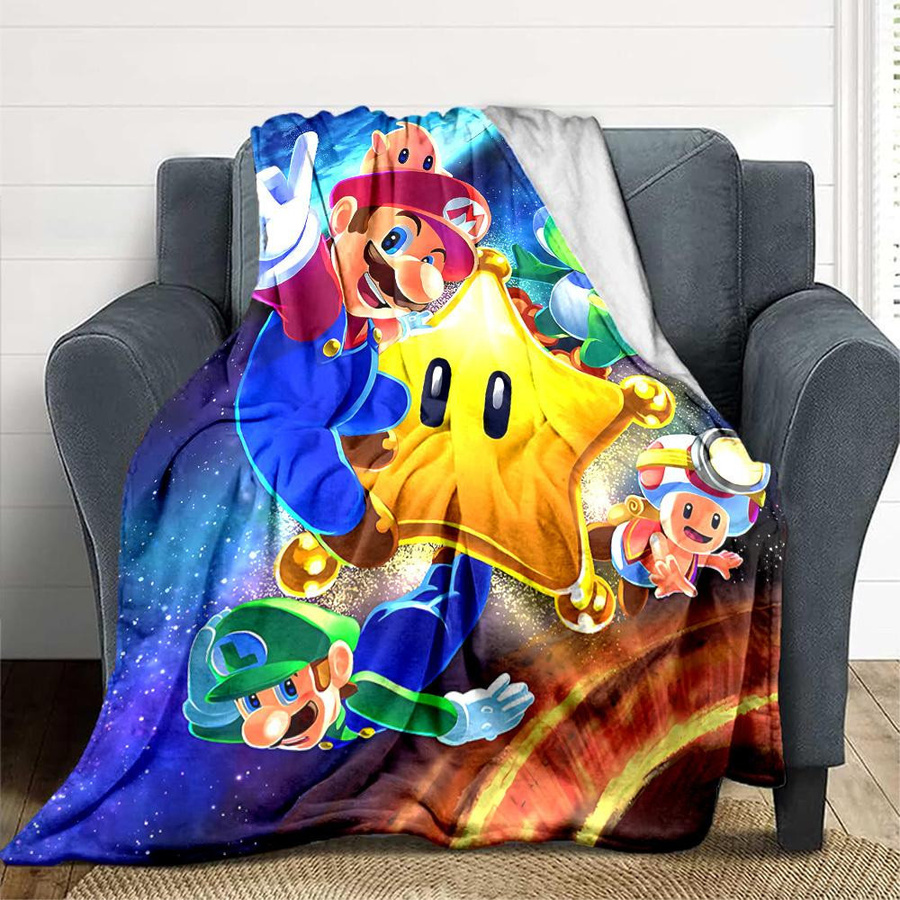 Yun2 Home Mario Galaxy Adventure Flanell-Kuscheldecke für Kinder, Mehrfarbig, B/H: 80 x 120 cm - Bild 5
