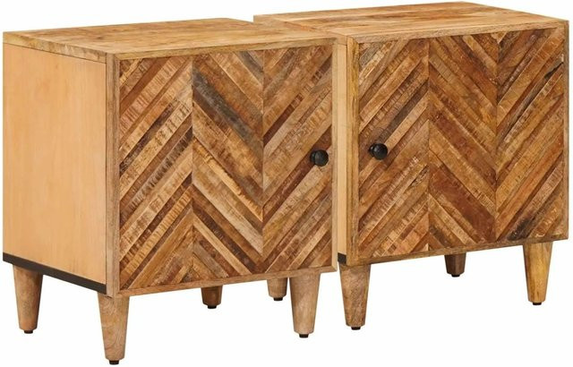 vidaXL Nachttisch Set aus Massivholz Mango in Braun, 2 Stück, B/T/H: 40 x 33,5 x 46 cm - Bild 1