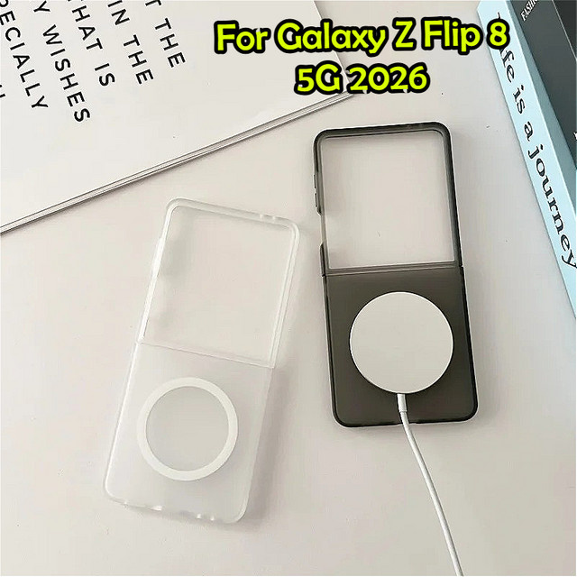 Transparente MagSafe Schutzhülle mit magnetischer Autohalterung für Samsung Galaxy Z Flip 8, Z Flip 7 und Z Flip 6, stoßfeste Hartschale mit mattem Handgefühl - Bild 1