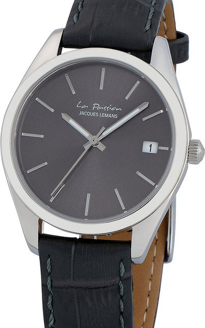 Jacques Lemans Damenuhr, Quarz, Edelstahl, Leder, 34 mm, 10 ATM - Bild 1