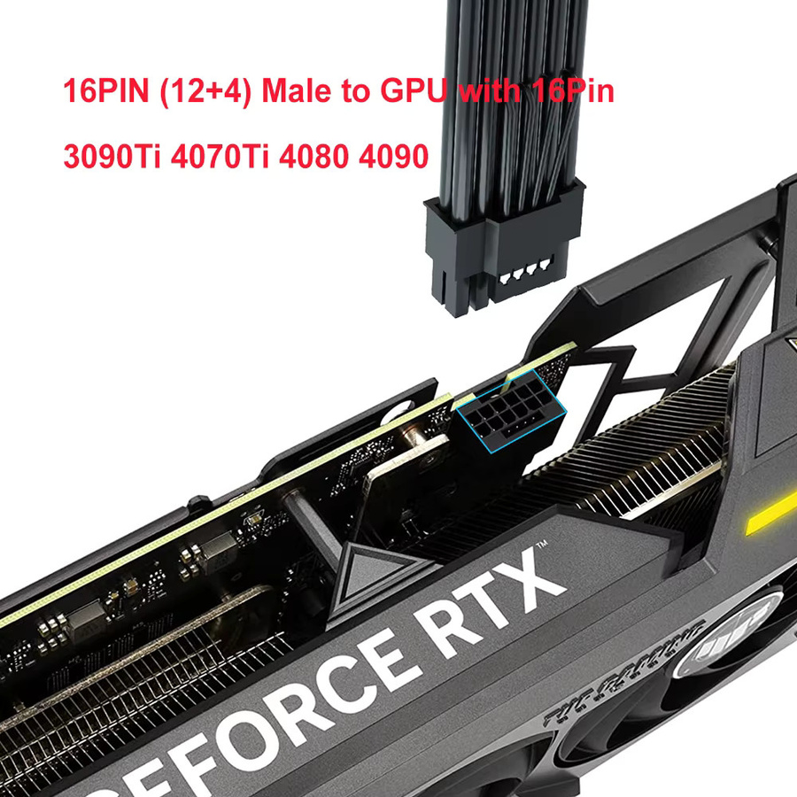 Corsair Premium PCIe 5.0 Gen 5 12V HPWR-Netzteilkabel in Schwarz für Typ-4-Netzteile mit Dual 8-Pin PCIe auf 12+4-Pin Anschluss - Bild 5