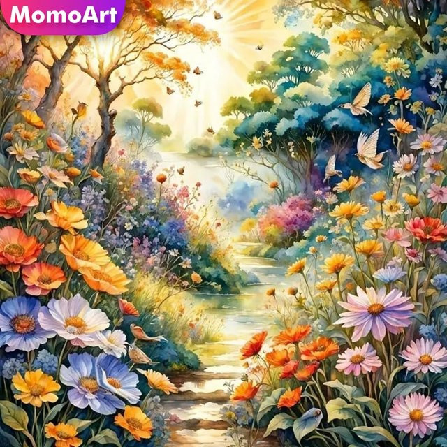 Momoart DIY Diamant-Malerei mit floralem Motiv in Multicolour, Acryl-Bastelset für Anfänger, B/B/B: 20 x 20 x 20 cm - Bild 1